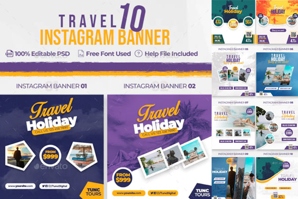 10个旅游Instagram促销广告Banner模板