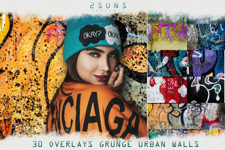 城市垃圾墙涂鸦纹理照片叠层套装