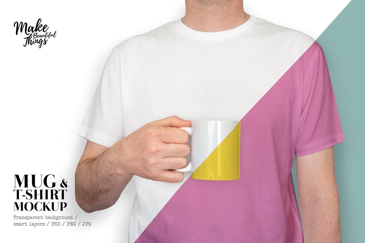 极简设计马克杯&可编辑的T恤样机
