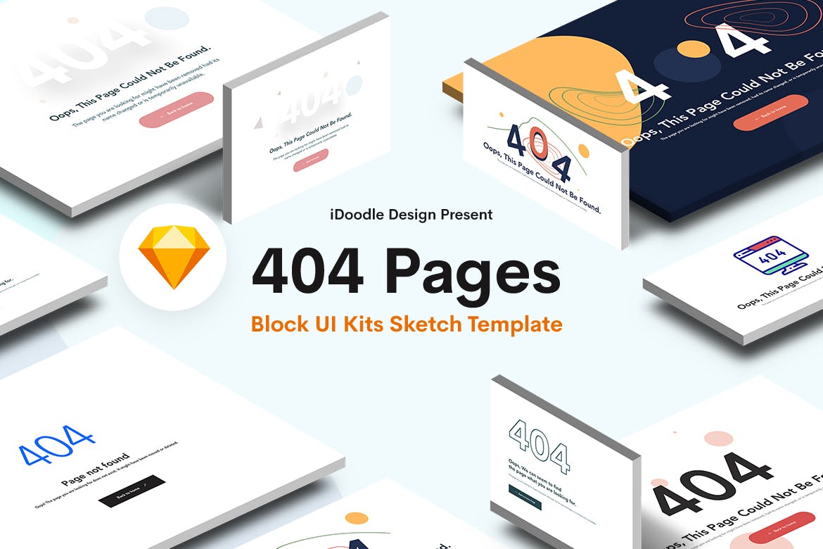 设计ui 创意时尚高端简约多用途的高品质banner 404 Block UI KITS设计模板（sketch）