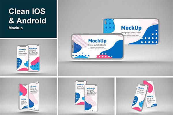 简约时尚高端的IOS和Android手机应用程序APP UI 样机展示模型MockUp