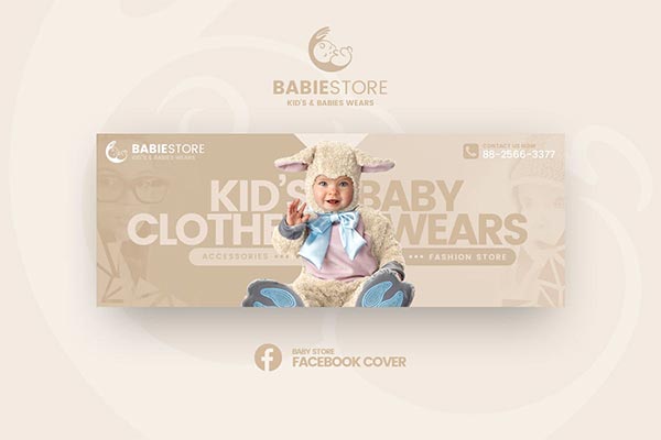 时尚高端简约多用途的高品质baby婴儿孕婴店可爱小孩电商banner海报着陆页插画设计模板