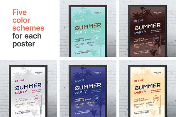 时尚高端简约多用途的高品质夏天夏季渡假旅游夏季传单海报设计模板集合＃4