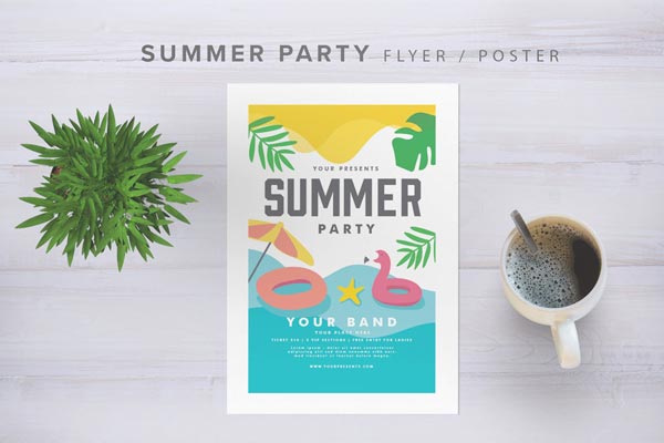 清新时尚简约扁平化风格的夏日夏季夏天旅游度假宣传单DM海报设计模板 创意海报 活动海报 海报设计