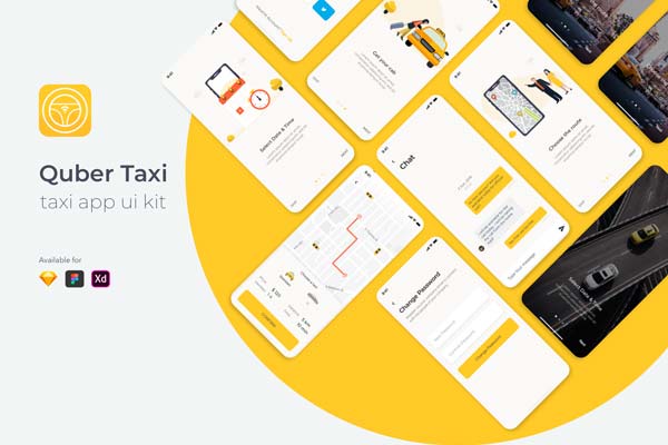 完美的打车租车应用APP UI KIT套装模板 app设计 sketch iOS Ui[Sketch,XD,fig]