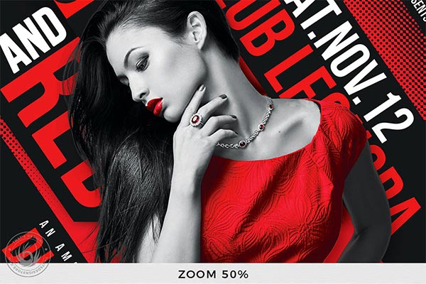 时尚高端震撼的高品质红色黑色配色的宣传单DM海报设计模板