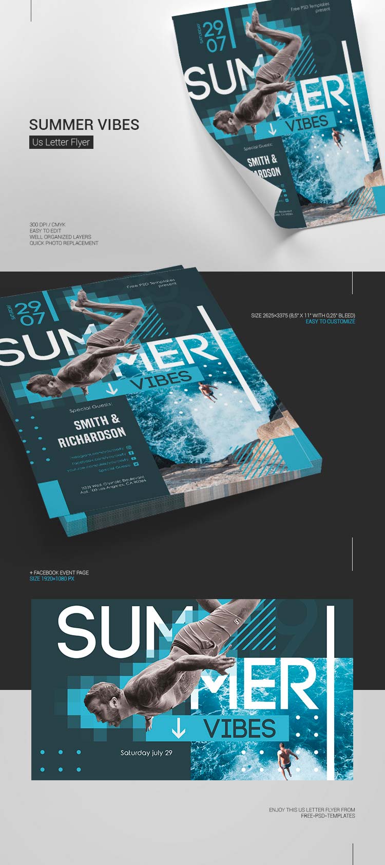 免费的夏季风格商业广告海报模板下载[PSD]