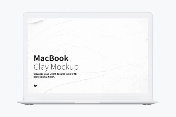 电脑样机素材 Clay MacBook Mockup, Front View