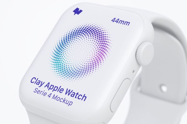 苹果手表样机 Clay Apple Watch Series 4 (44mm) Mockup, Close up
