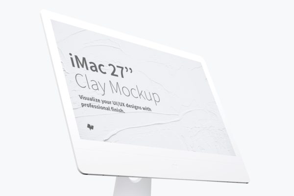imac一体机样机素材 Clay iMac 27” Mockup, Display Close Up