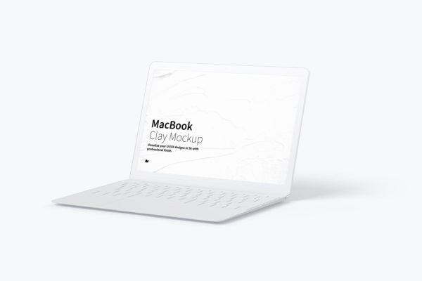 电脑样机素材 Clay MacBook Mockup, Right View