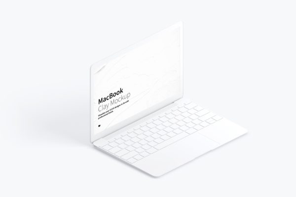 电脑样机素材 Clay MacBook Mockup, Isometric Left View