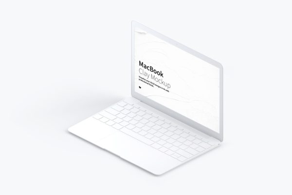 电脑样机素材 Clay MacBook Mockup, Isometric Right View
