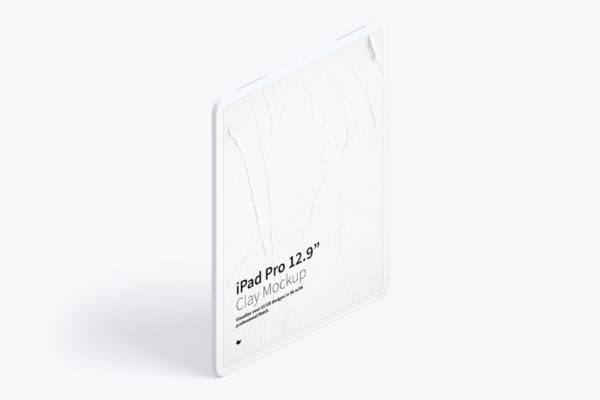 平板样机素材 Clay iPad Pro 12.9” Mockup, Isometric Right View 02
