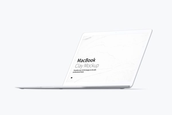 电脑样机素材 Clay MacBook Mockup, Front Right View