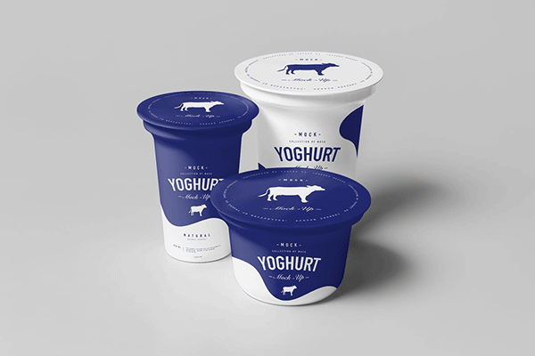 Mockups | 高品质时尚简约高端高级高分辨率真实酸奶包装VI样机展示模型