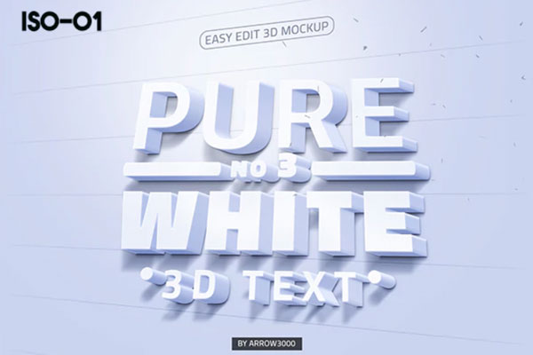 纯白3D效果文字/Logo图层样式