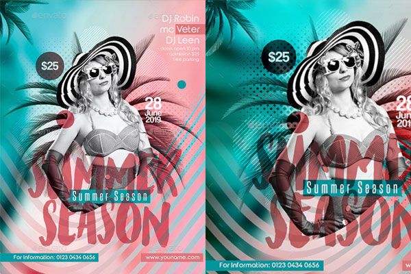 夏季热带主题派对聚会活动传单海报设计