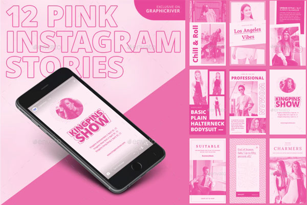 12个粉红色主题Instagram故事模板