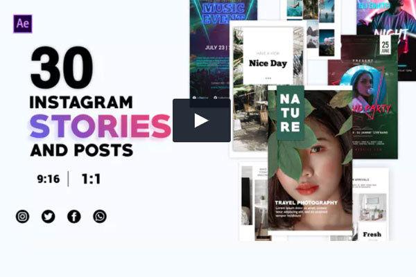 30个现代Instagram社交故事视频AE素材