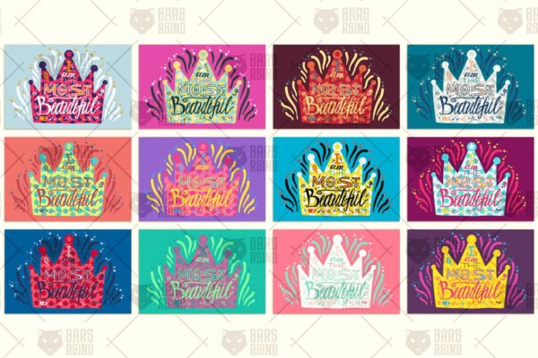 12款时尚的皇冠印花装饰矢量插画