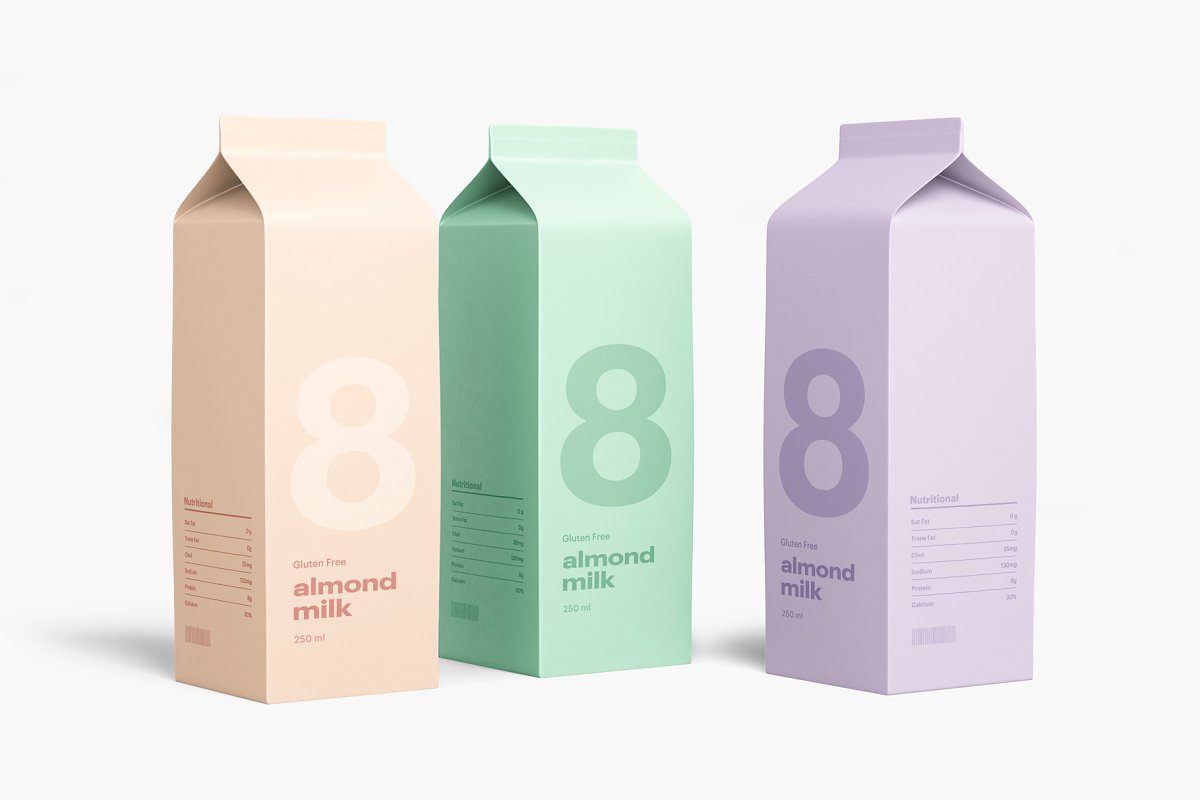 牛奶奶制品纸盒外观包装设计样机
