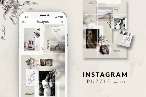 时尚个性的生活旅行Instagram社交图片拼图模板