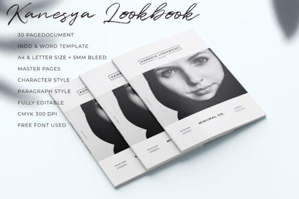 极简主义的时尚人物杂志画册设计模板
