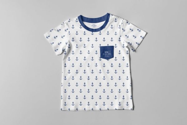 Mockups | 高级品牌高端高品质多角度逼真6款婴儿儿童T恤套装样机展示