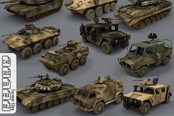 游戏可用的军事模型游戏坦克模型3D模型c4d素材模型合集下载[C4D,OBJ,FBX,3DS]