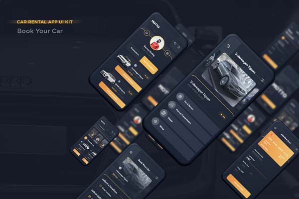 iOS版酷炫的租车卖车APP UI KIT套装模板下载[XD]