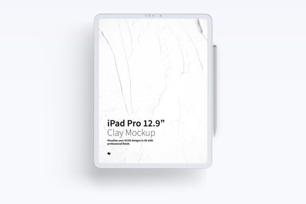 ipad平板样机素材 Clay iPad Pro 12.9” Mockup, Portrait Front View