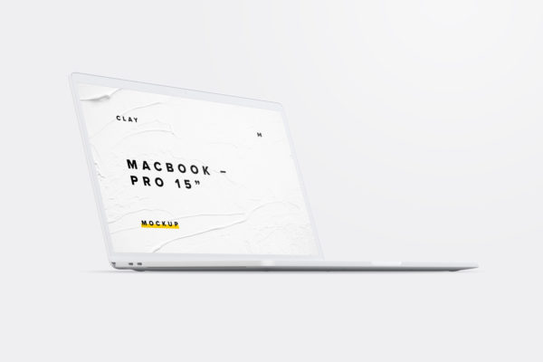 苹果电脑样机 Clay MacBook Pro 15" with Touch Bar, Front Left View Mockup