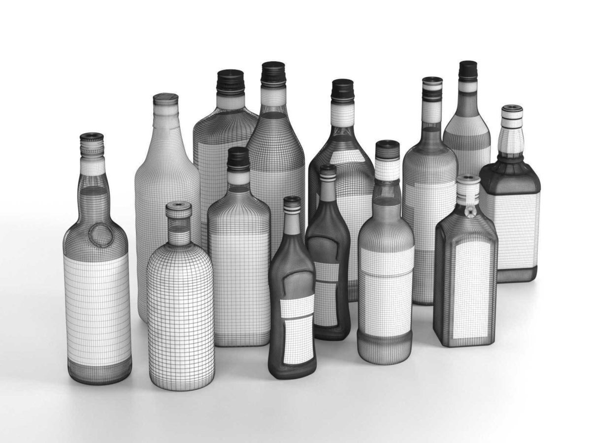 各种各样的玻璃酒瓶c4d模型打包下载[FBX,MAX,C4D,OBJ,DWG]