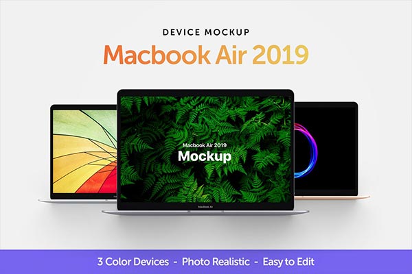全新的Macbook Air 2019 UI样机展示模型mockups