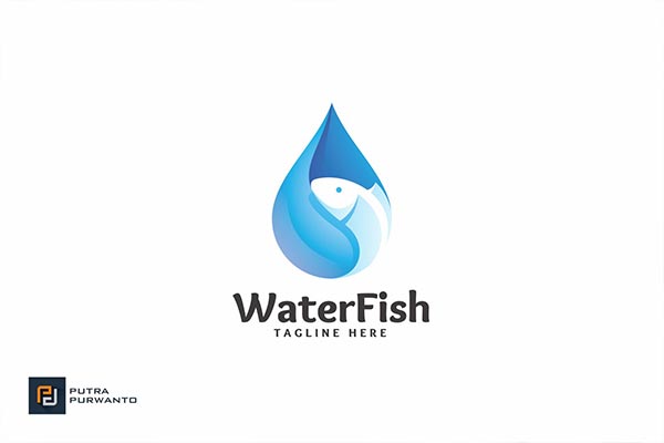 高端时尚专业的水滴鱼logo标志设计模板
