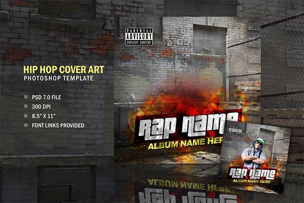 时尚高端嘻哈Rap Hip Hop音乐专辑CD封面光盘封面艺术设计模板