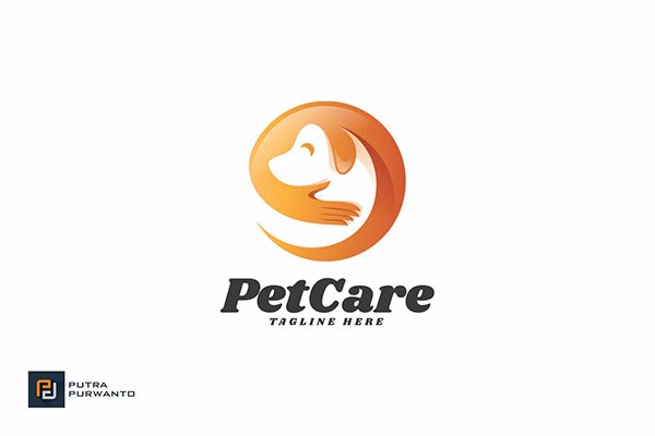 时尚正负形矛盾空间宠物护理宠物店爱护动物保护动物logo标志设计模板