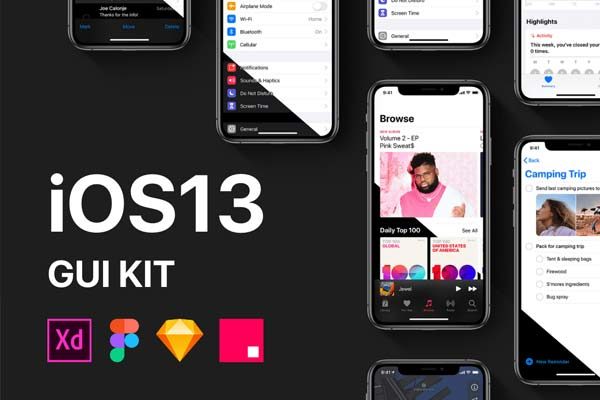 最新的 iOS 13 GUI KITS 套装下载[Sketch,XD,Fig]