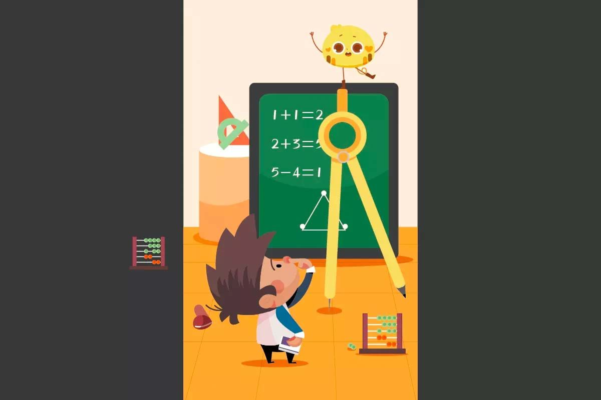 小男孩儿学习数学插画[Ai]