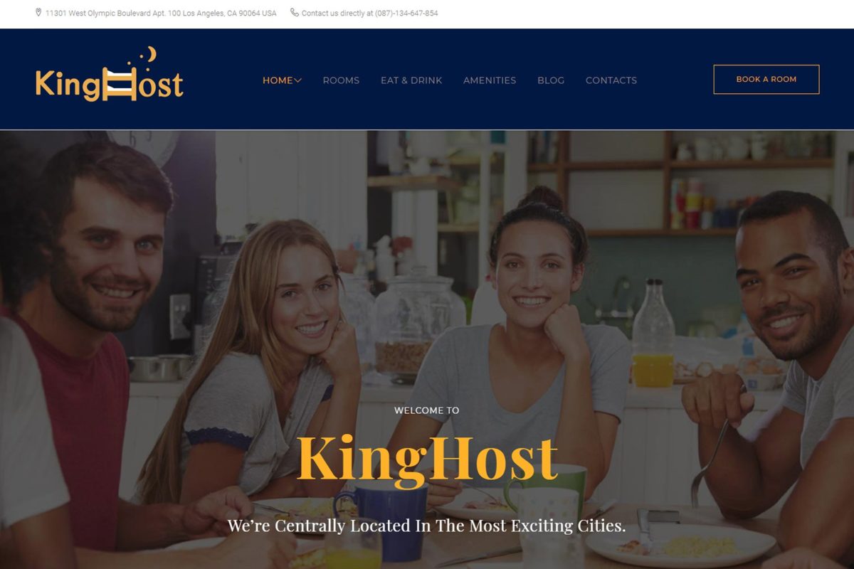 酒店旅馆网站模板 KingHost – Hostel WordPress Theme