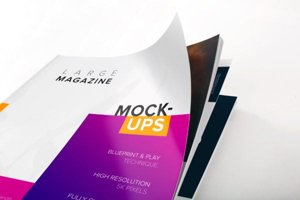 杂志样机设计素材 Large Magazine Cover Close Up View Mockup 01