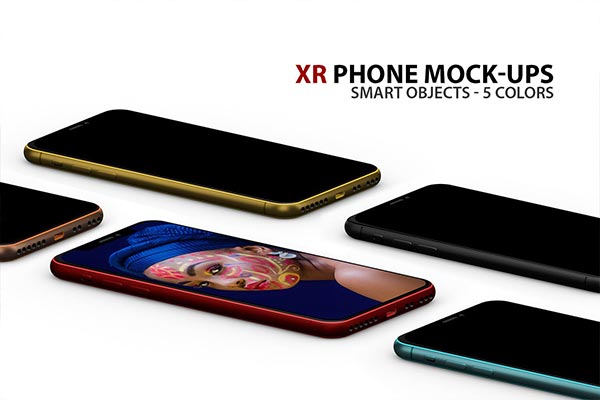 5个高品质的iPhone XR APP UI样机展示模型mockups