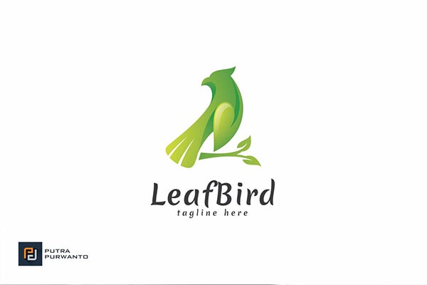 时尚高端树叶子鸟logo标志设计模板