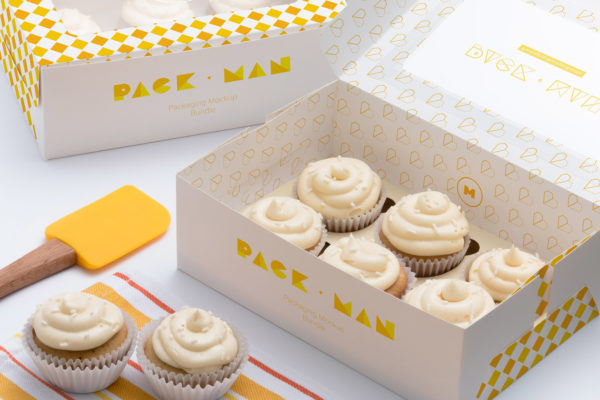 纸杯蛋糕设计包装 Six Cupcake Box Mockup 01