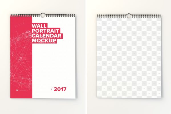 年历设计样机 Wall Portrait Calendar Mockup