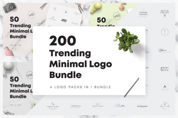 200个极简主义创意的企业Logo模板合集