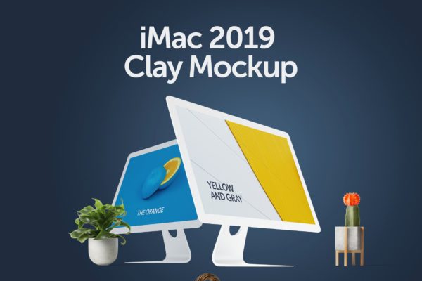 平面或网页设计提案必备 iMac 2019 最新白色电脑样机素材下载[PSD]