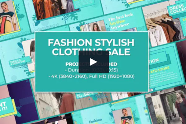 时尚孟菲斯风格服装特卖广告销售AE视频模板