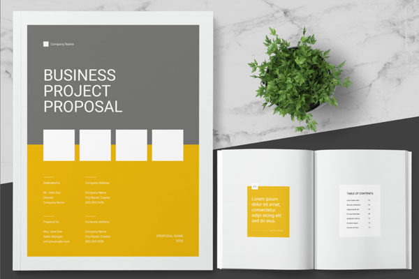 黄色主题商业提案/企业宣传画册设计模板
